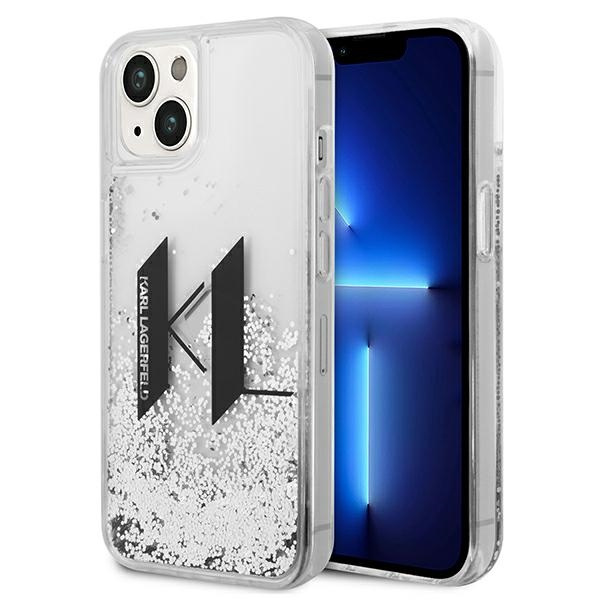 Hülle Karl Lagerfeld iPhone 14 6,1" silber/silber hartcase Liquid Glitter Big KL