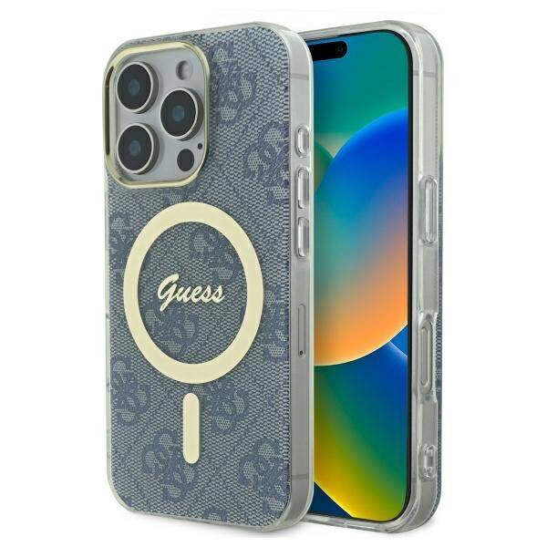 Etui Guess iPhone 16 Pro 6.3" niebieski/blue hardcase IML 4G MagSafe