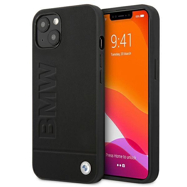 Puzdro Apple iPhone 13 Signature Logo Imprint Čierny pevný obal