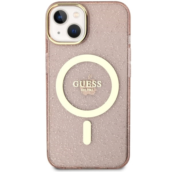 Cover Guess GUHMP14SHCMCGP iPhone 14 6,1" rosa/rosa rigidocase Glitter Oro MagSafe Case