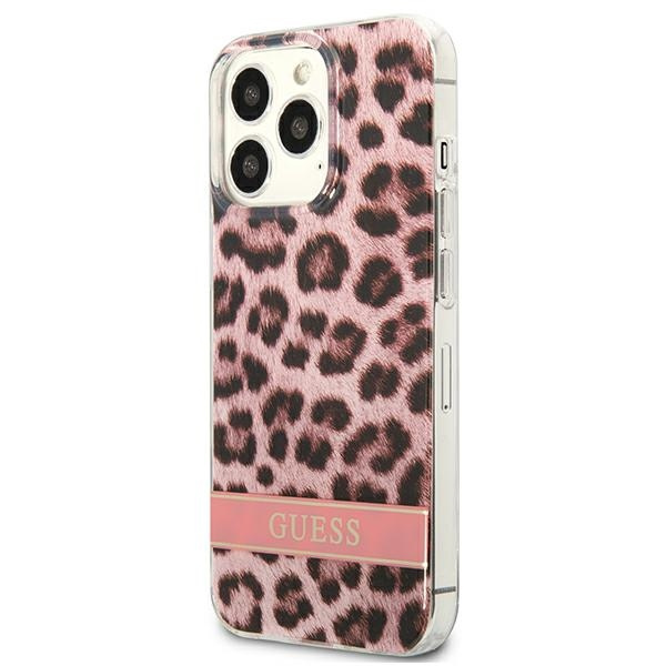 Hülle GUESS Apple iPhone 13 Pro Max Leopard Rosa Hartcase