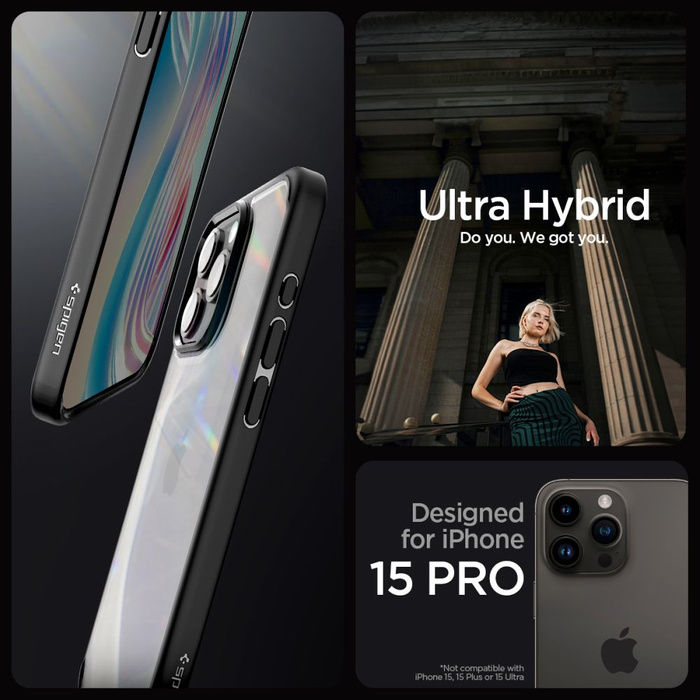 Hülle Spigen Ultra Hybrid iPhone 15 Pro MATTE Schwarz