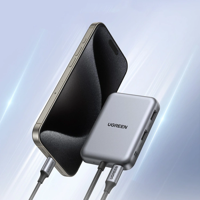 Hub Ugreen USB-C 7in1 HDMI USB-C USB-A SD/TF - gray