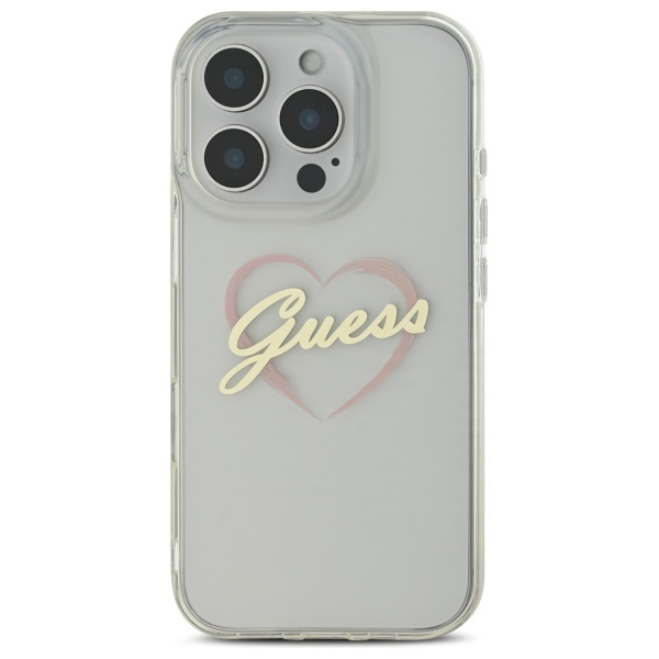 Etui Guess iPhone 16 Pro 6.3" przeźroczysty/transparent hardcase IML Heart
