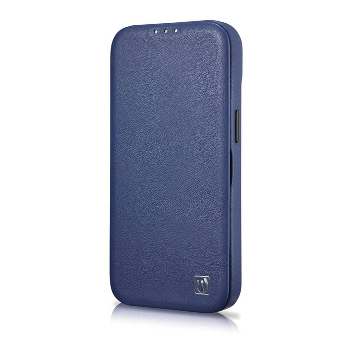 iCarer CE Premium Leather Folio Case iPhone 14 Pro Flip Magnetic MagSafe Custodia in pelle blu (WMI14220714-BU)