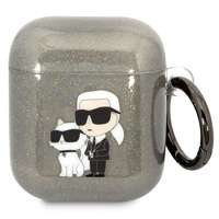 Cover Karl Lagerfeld Airpods 1/2 cover nero/nero Gliter Karl&amp;Choupette