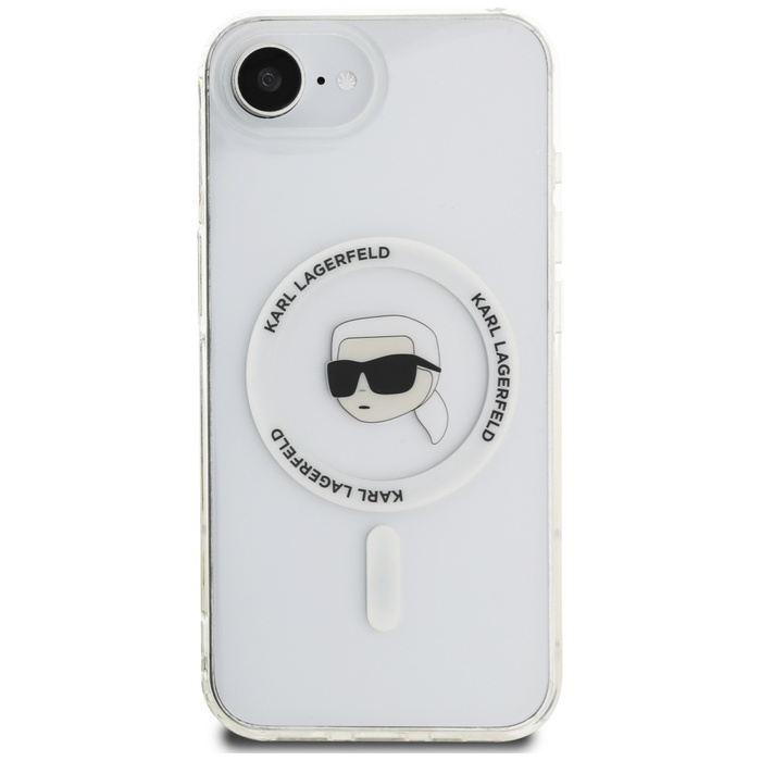 Etui Karl Lagerfeld IML Metal Karl Head  MagSafe do iPhone 16e biały