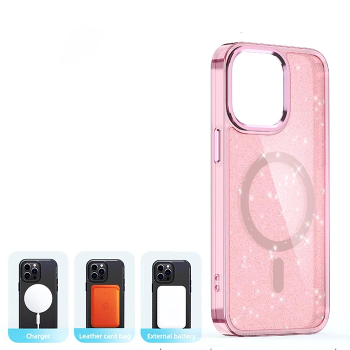 Glitter Case MagSafe für iPhone 16 Pro Max – Rosa mit Glitzer
