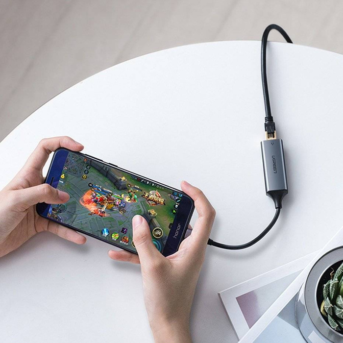 Ugreen external network adapter RJ45 - USB Type C (1000 Mbps / 1 Gbps) Gigabit Ethernet gray (CM199)