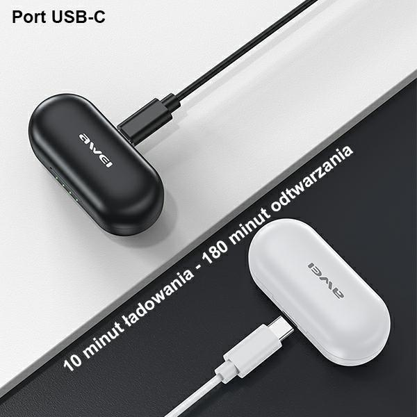 AWEI kopfhörer Bluetooth 5.1 T13 Pro TWS + Dockingstation schwarz/schwarz