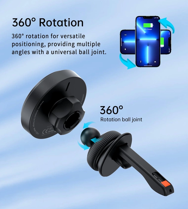 Choetech T205-F Magnethalter mit 15 W Induktionsladegerät - Schwarz