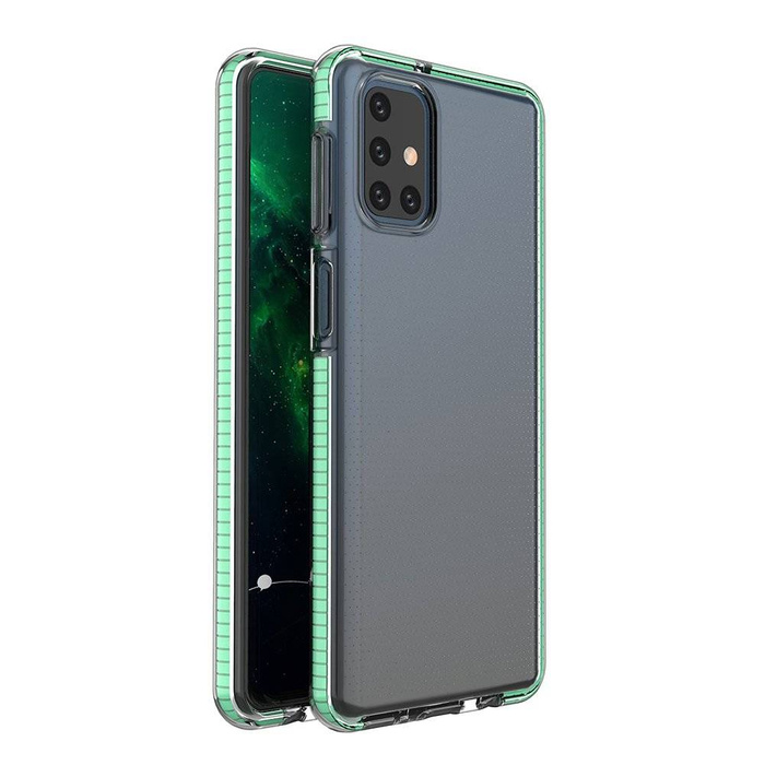 Pružinový Case gelový kryt pouzdro s barevným rámečkem pro Samsung Galaxy M31s mint
