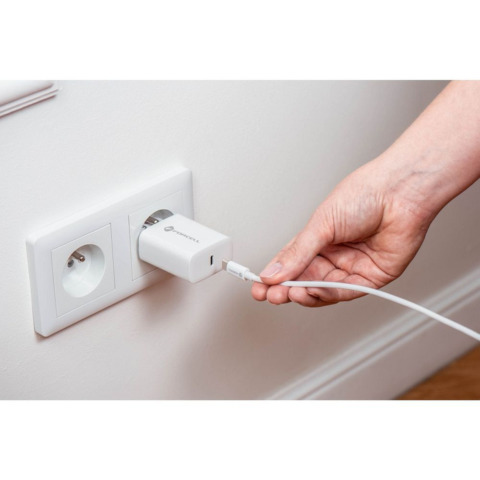 Ładowarka sieciowa do telefonu Forcell F-Energy USB C QC4.0 PD 3A 25W + kabel USB C do USB C TFK-TC-25WPD biała