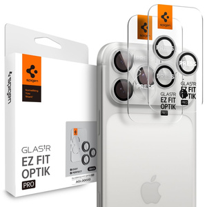 CAMERA PROTECTOR Spigen OPTIK PRO GLAS.TR "EZ FIT" CAMERA PROTECTOR 2-PACK IPhone 16 PRO / MAX / 17 PRO / MAX SILVER