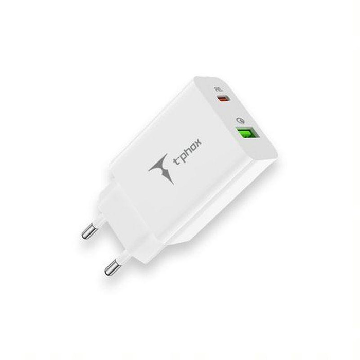 T-PHOX SPEEDY USB-C 20W + USB 18W QC 3.0 BLANC/BLANC
