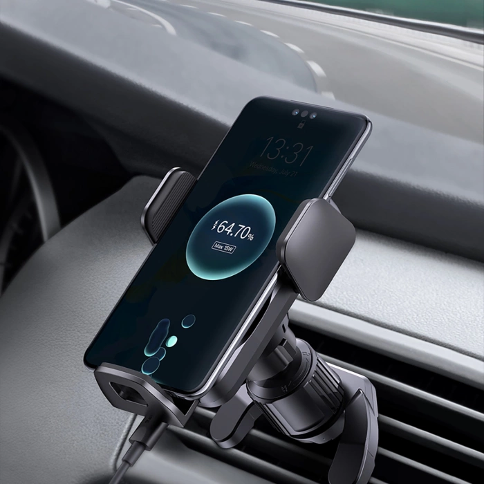 Baseus Wisdom Auto Alignment autóba szerelhető vezeték nélküli töltő (QI 15W) (légkimeneti talp) fekete