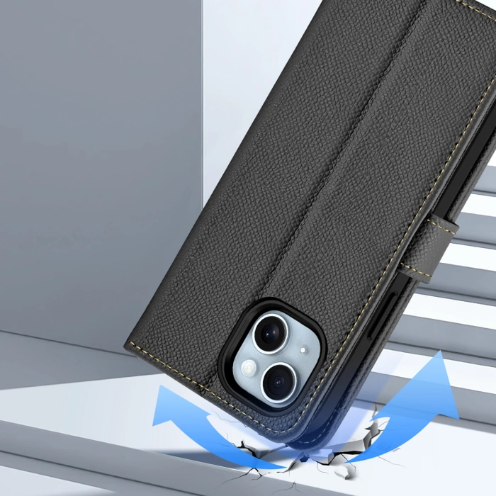Dux Ducis Lawa Lederhülle für iPhone 15 - Schwarz