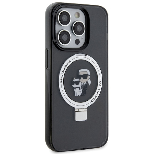 Cover Karl Lagerfeld KLHMP13LHMRSKCK iPhone 13 Pro 6.1" nero/nero durocase Anello Stand Karl&Choupettte MagSafe Case
