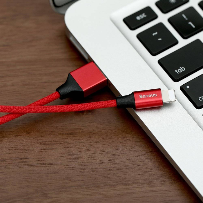 Baseus Yiven USB / Lightning Ladekabel Datenkabel Textilkabel Gewebekabel 1,8M rot (CALYW-A09)