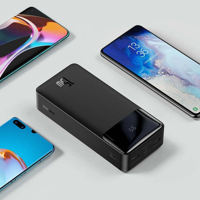 Baseus Bipow powerbank con display 30000mAh 15W negro (Overseas Edition) + cable USB-A - Micro USB 0.25m negro (PPBD050201)