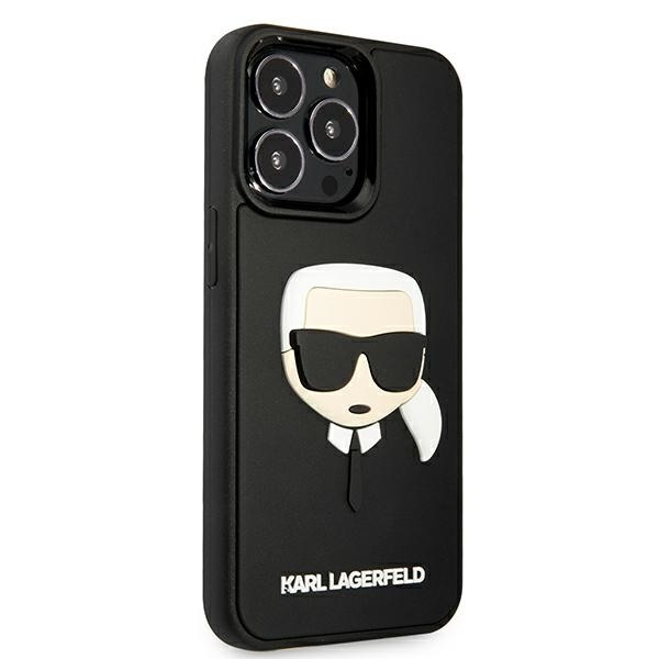 Karl Lagerfeld KLHCP13LKH3DBK iPhone 13 Pro / 13 6,1" fekete/fekete keménytok, 3D gumi Karl fej