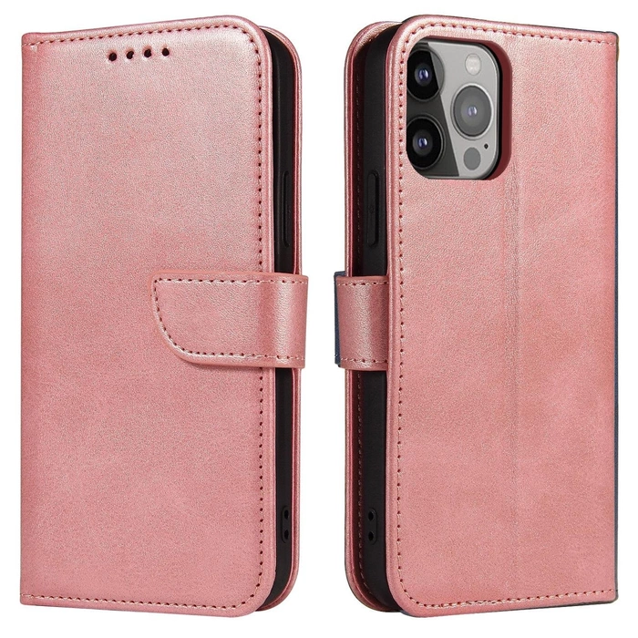 Magnet Case elegancki futerał etui pokrowiec z klapką i funkcją podstawki iPhone 14 Plus różowy