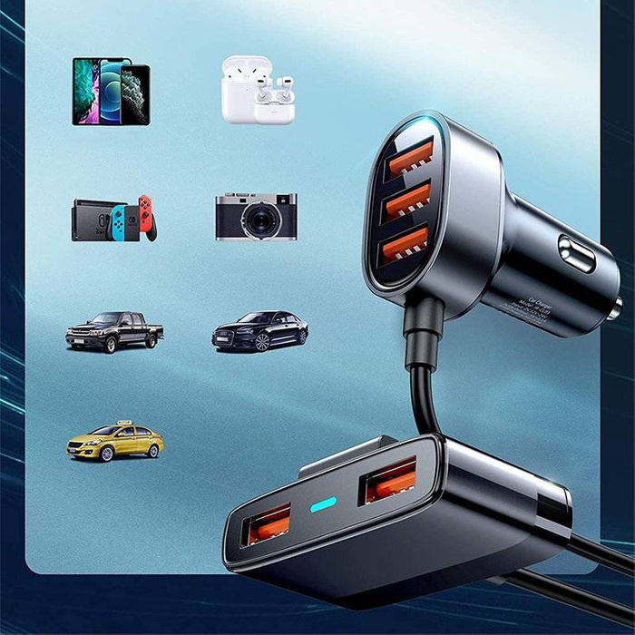 Joyroom smart car charger 5x USB 6,2 A with Extension black (JR-CL03)