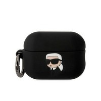 Karl Lagerfeld KLAP2RUNIKK AirPods Pro 2 Abdeckung schwarz/schwarz Silikon Karl Head 3D