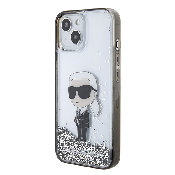 Etui Karl Lagerfeld KLHCP15SLKKNSK iPhone 15 6.1" transparent hardcase Liquid Glitter Ikonik Case