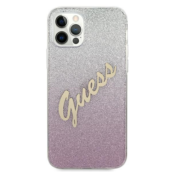 GUESS Apple iPhone 12 Pro Max Glitter Gradient Script GUHCP12LPCUGLSPI Rosa HardHülle