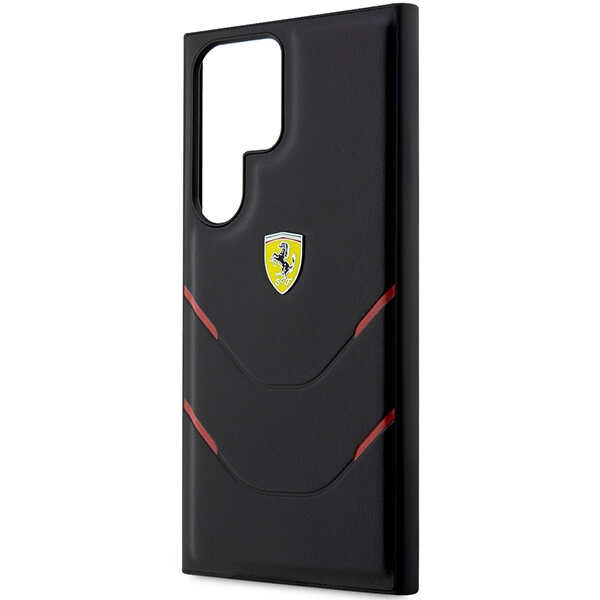 Cover Ferrari FEHCS23LPBAK S23 Ultra S918 nero/nerocase Linee di timbro a caldo Case