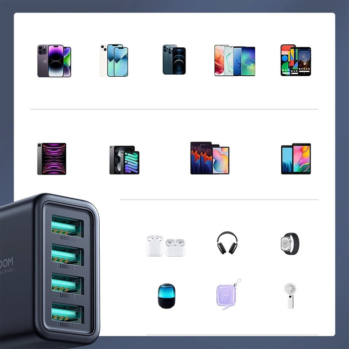 Joyroom JR-TCN03 4xUSB-A 24W 4,8A síťová nabíječka - černá