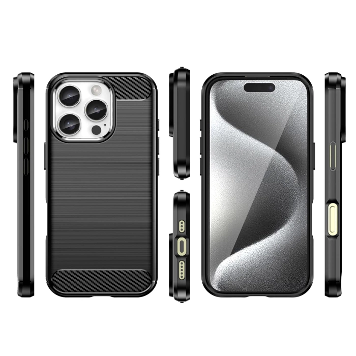 Carbon Case Silikonhülle für iPhone 16 Pro Max - Schwarz