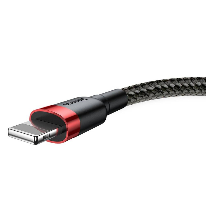 Baseus Cafule Cable Durable Nylon Braided Wire USB / Lightning QC3.0 2.4A 0,5M black-red (CALKLF-A19)