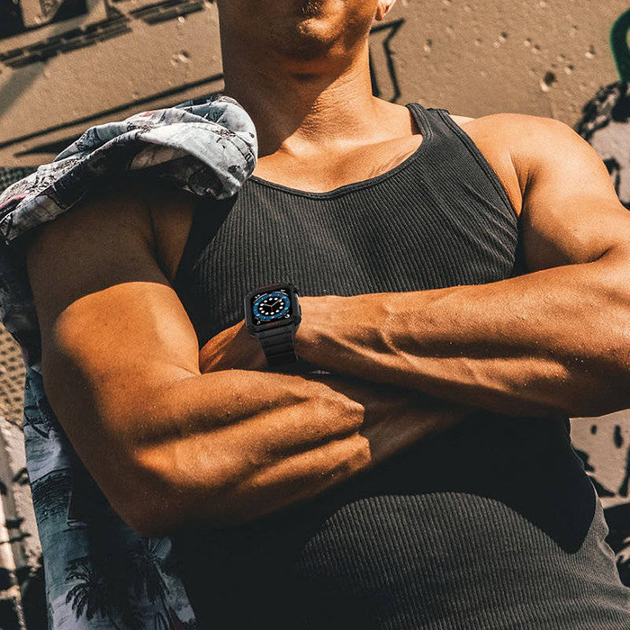 Ochrana řemínku před pouzdro pro hodinky Watch 7 / 6 / 5 / 4 / 3 / 2 / SE (45 / 44 / 42mm) pouzdro pancéřový kryt hodinek modrý