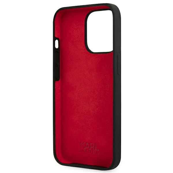 Hülle KARL LAGERFELD Apple iPhone 13 13 Pro Silikon Plaque Schwarz Hartcase