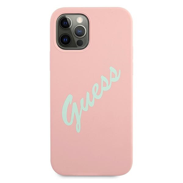 Case GUESS Apple iPhone 12 12 Pro Silicone Vintage Pink Green Hardcase
