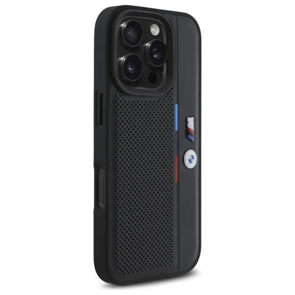 Funda BMW iPhone 16 Pro 6.3" negro/negro durocase M Perforado Tricolor Detail Line
