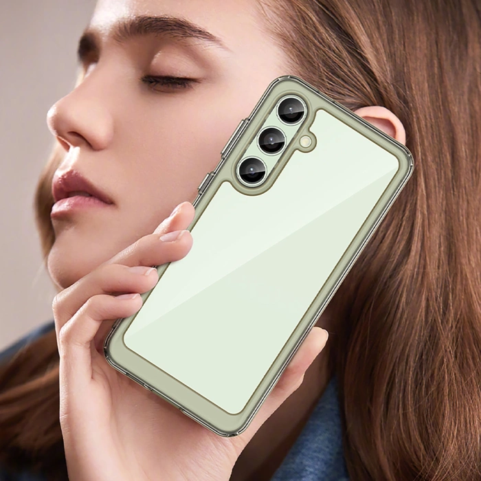 Outer Space Silikonhülle mit Gelrahmen für Samsung Galaxy S24 FE – Transparent und Schwarz