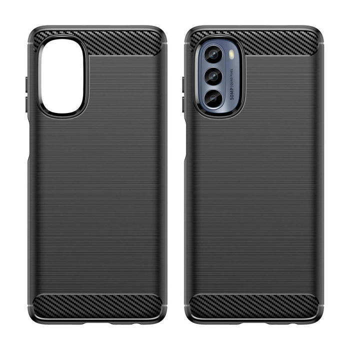 Custodia in carbonio per Motorola Moto G62 5G cover in carbonio flessibile in silicone nero