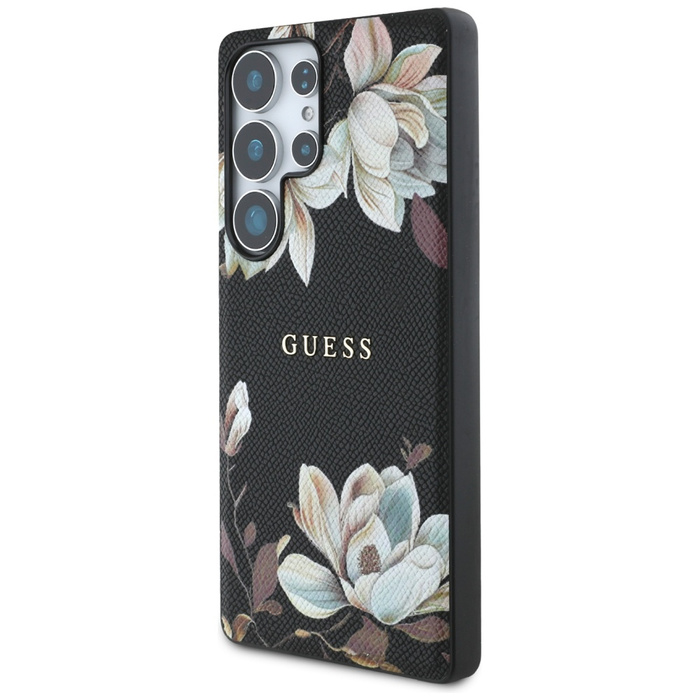 Etui Guess Grained Printed Flower         Pattern MagSafe do Samsung Galaxy S25 Ultra czarny