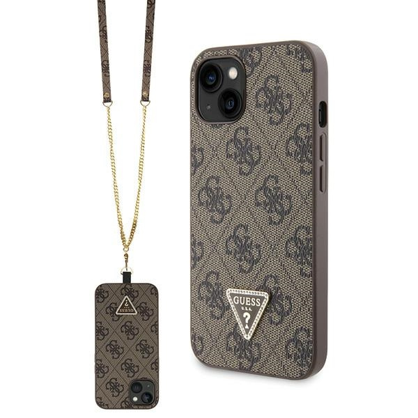 Guess GUHCP14SP4TDSCPW iPhone 14 6,1" marrone/marrone durocase Crossbody 4G Logo in metallo
