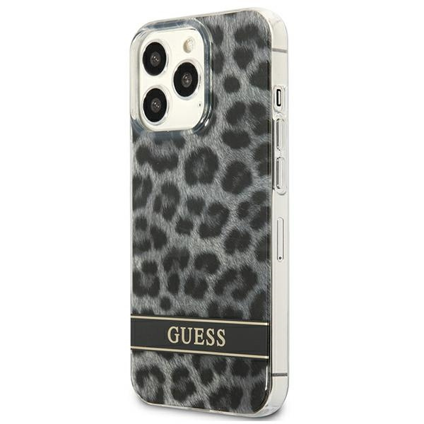 Hülle GUESS Apple iPhone 13 13 Pro Leopard Grau Hartcase