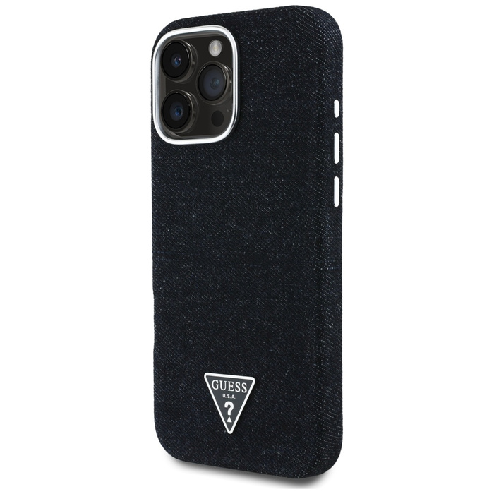 Etui Guess Denim Triangle Logo MagSafe   do iPhone 16 Pro Max czarny
