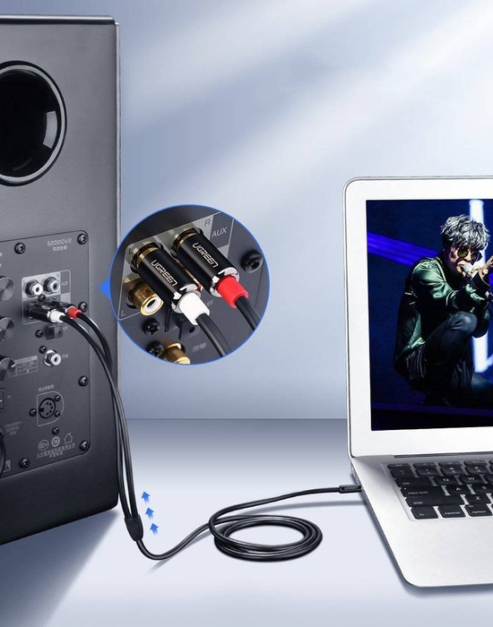 Câble audio câble Ugreen mini jack 3,5 mm - 2RCA 2 m noir (AV116 10584)