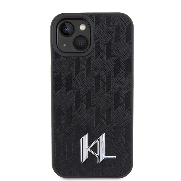 Etui Karl Lagerfeld KLHCP15SPKLPKLK iPhone 15 6.1" czarny/black hardcase Leather Monogram Hot Stamp Metal Logo Case
