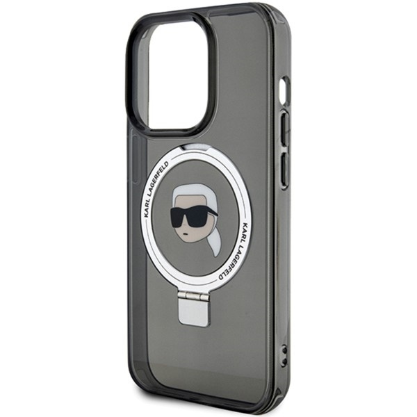 Coque Karl Lagerfeld KLHMP15LHMRSKHK iPhone 15 Pro 6.1" noir/noir durcase Ring Stand Karl Head MagSafe Case