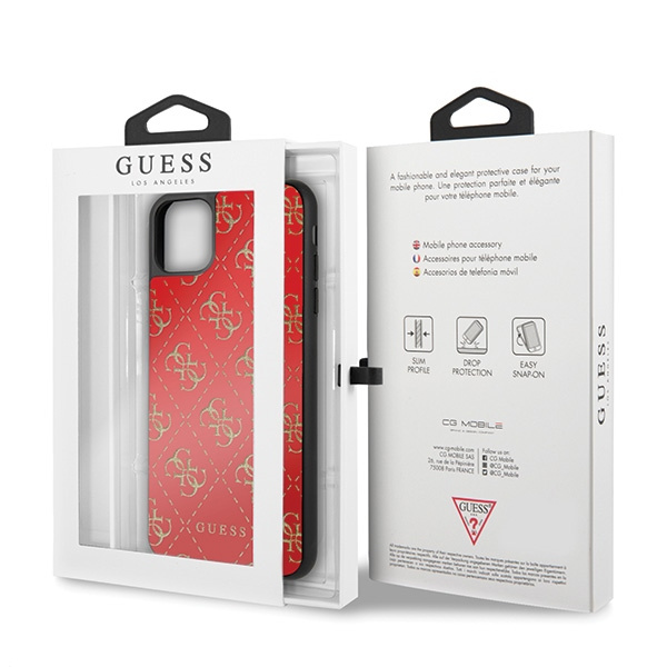 Puzdro Guess iPhone 11 Pro Max červené tvrdé puzdro 4G Double Layer Glitter