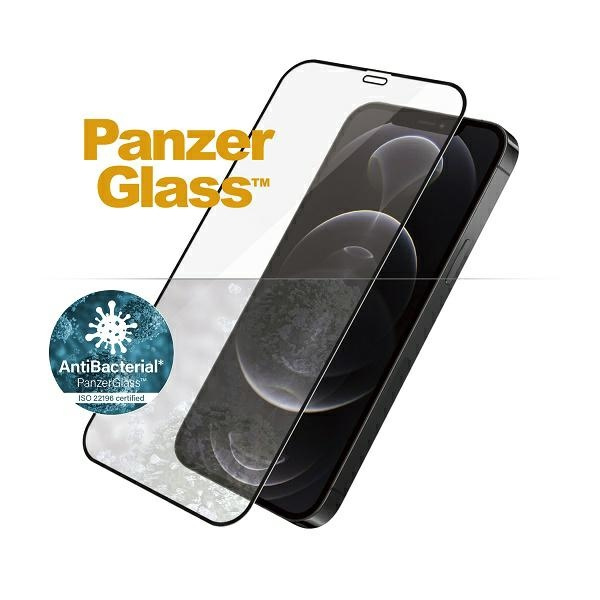 PanzerGlass E2E Super+ iPhone 12/12 Pro Case Friendly AntiBacterial MicroFracture schwarz/schwarz