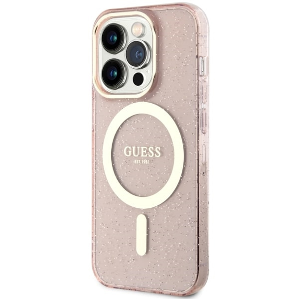 Cover Guess GUHMP14XHCMCGP iPhone 14 Pro Max 6.7" rosa/rosa rigidocase Glitter Oro MagSafe Case